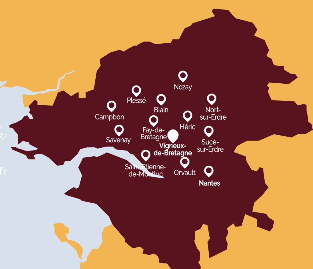Carte Loire-Atlantique, 44 Nantes, Campbon, Nozay, Blain, Saint-Etienne-de-Montluc, Vigneux de Bretagne.